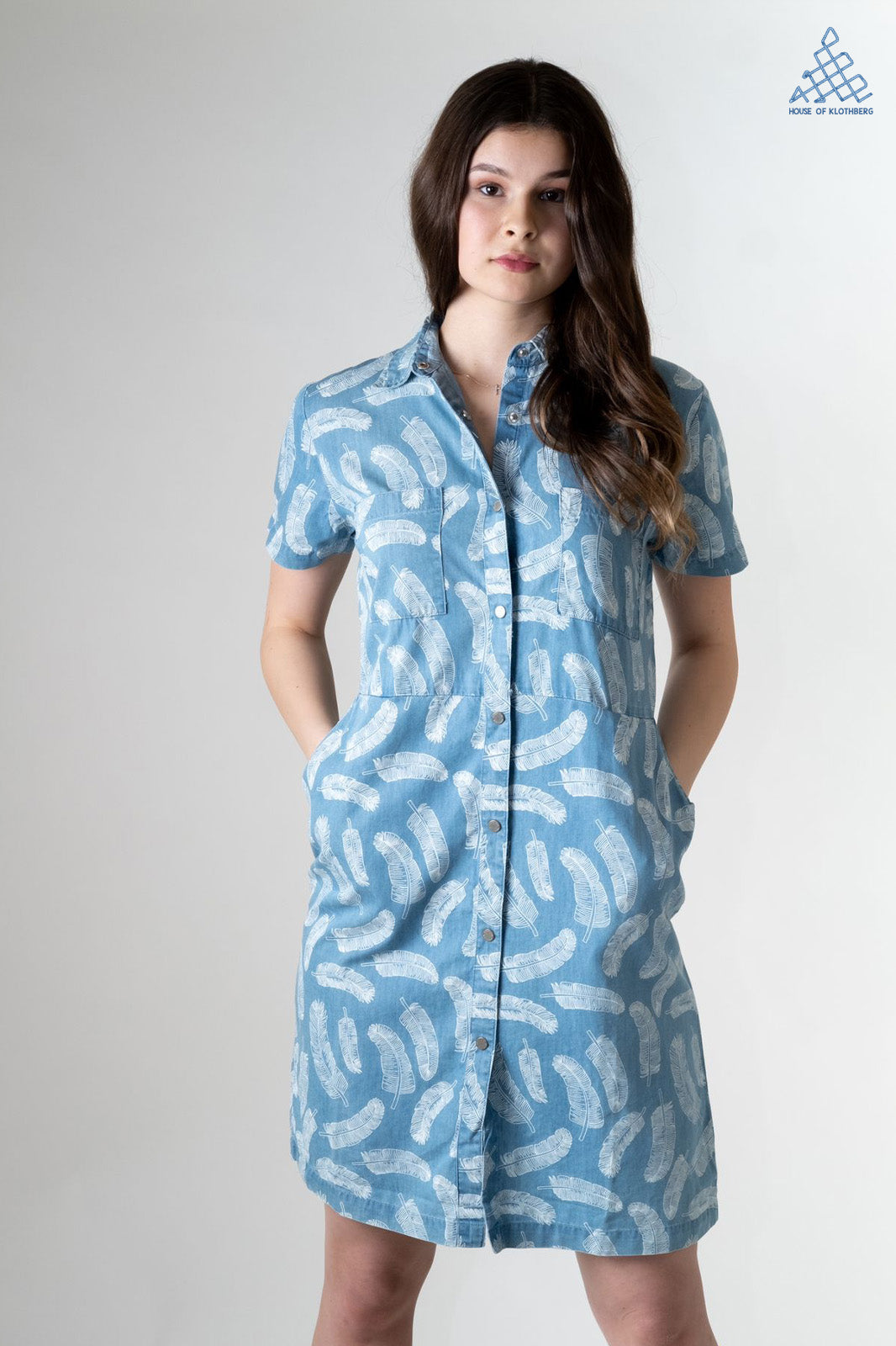Leaf Print Tencel Shirt Dress