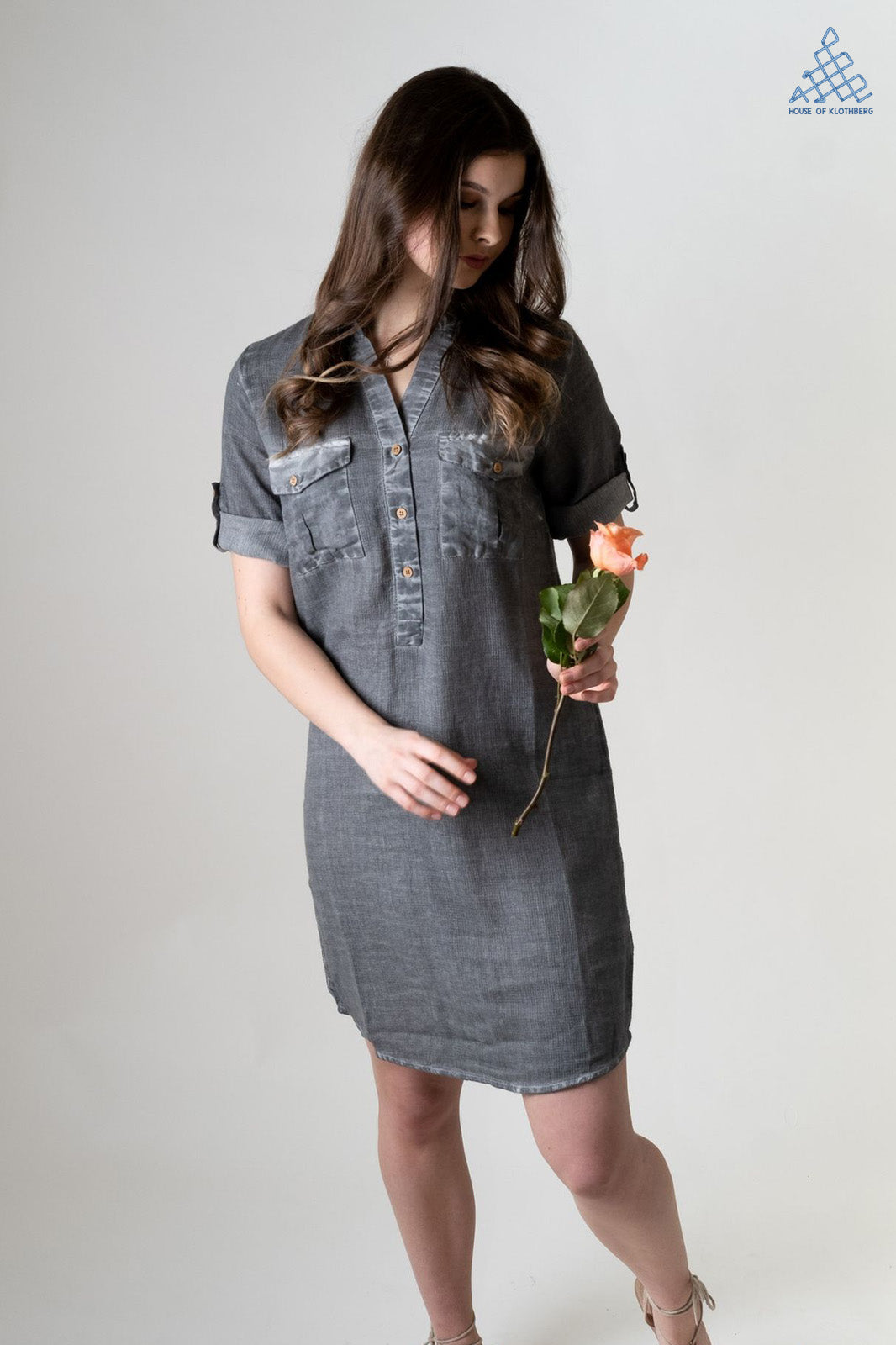 Charcoal Luxe Shirt Dress
