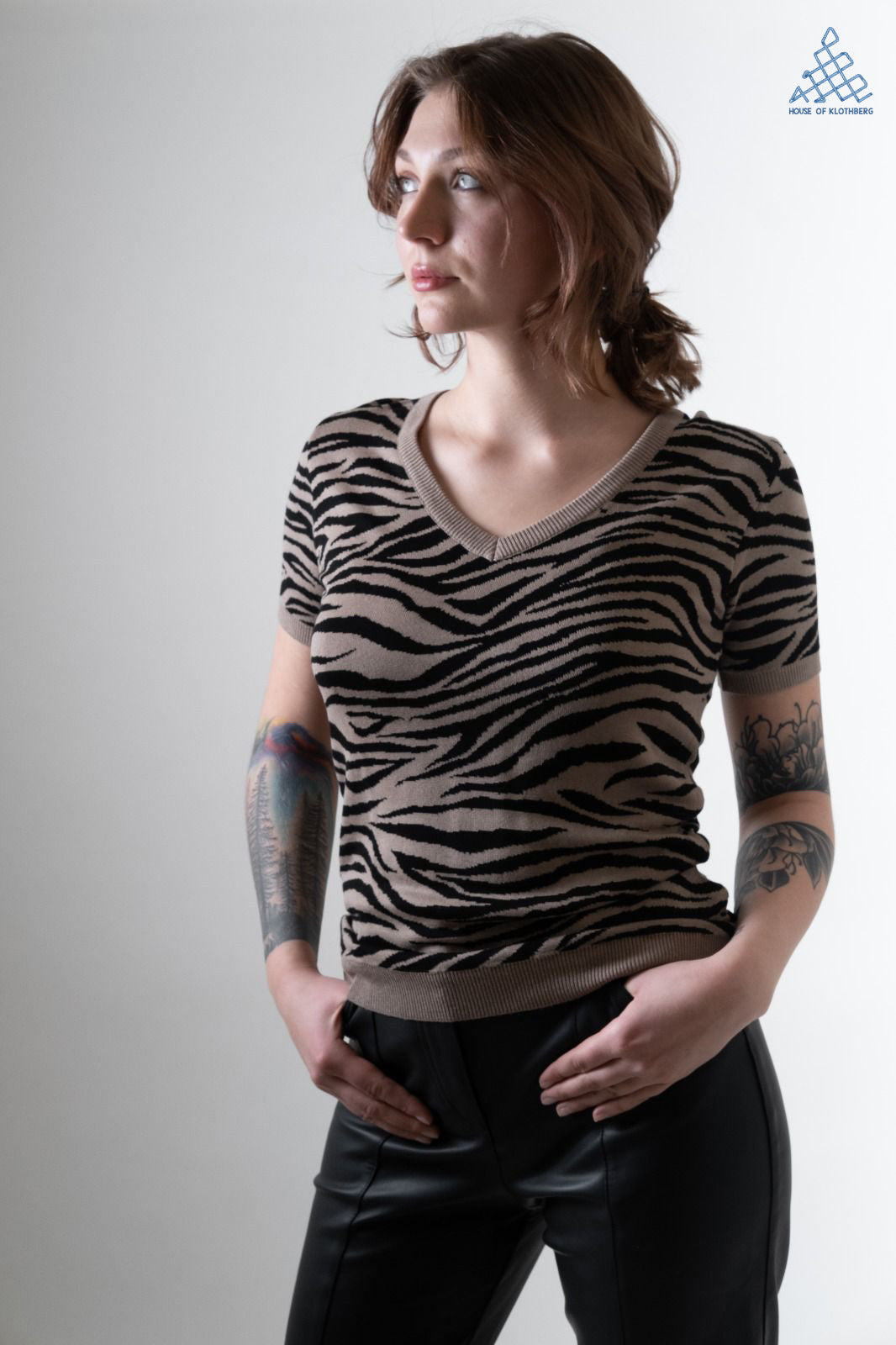 Brown Zebra Knit Top