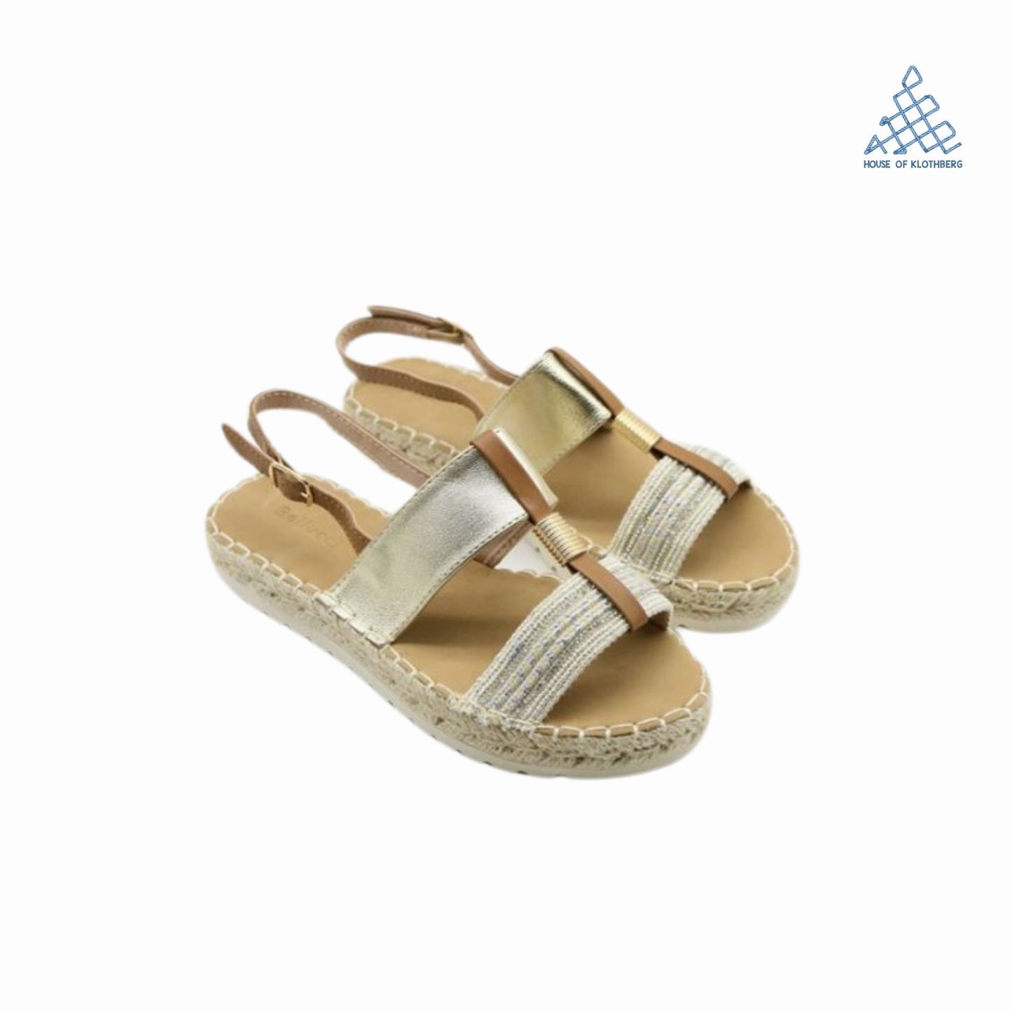 Gold & Beige Strappy Sandals