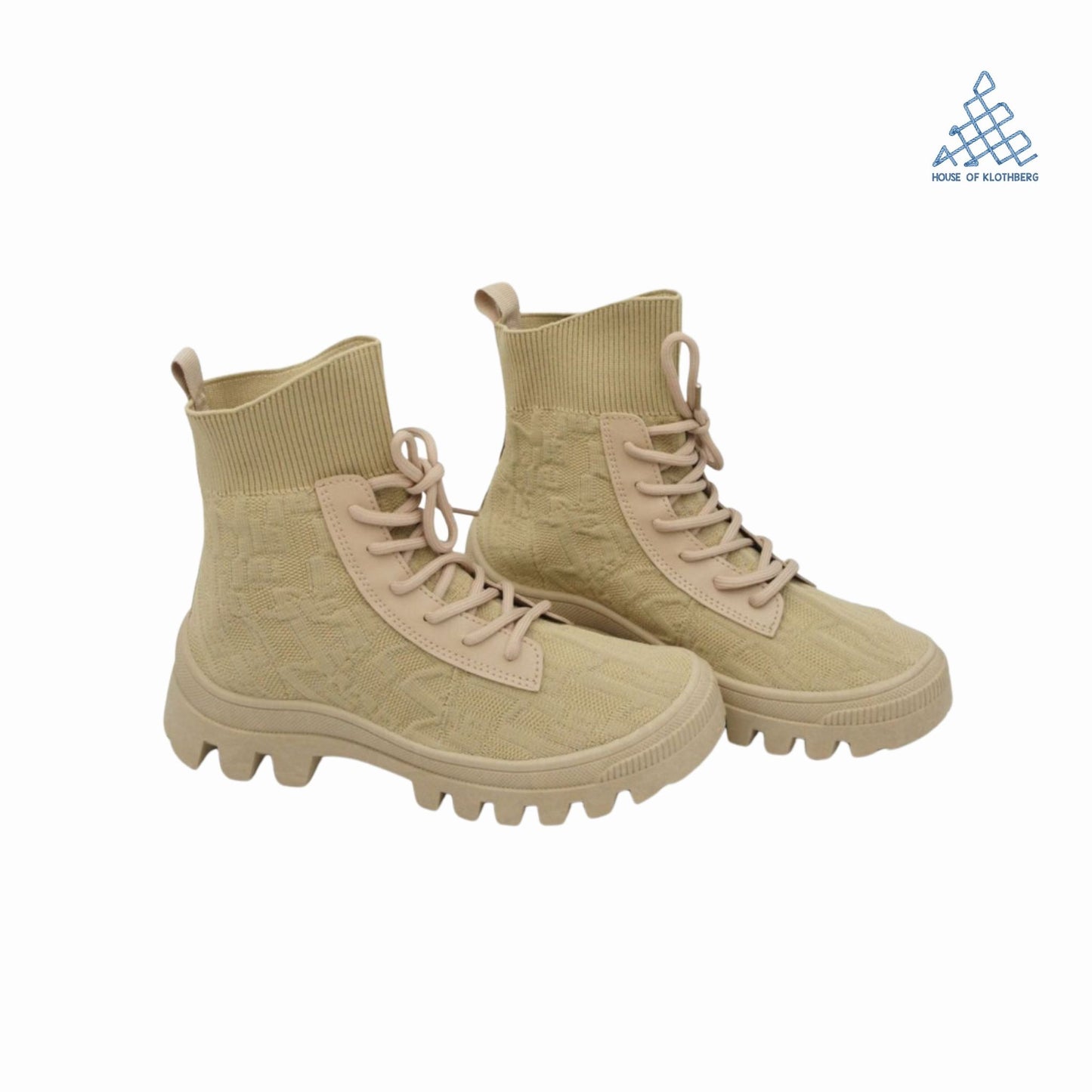 KnitFlex High-Top Sock Boots (Beige)