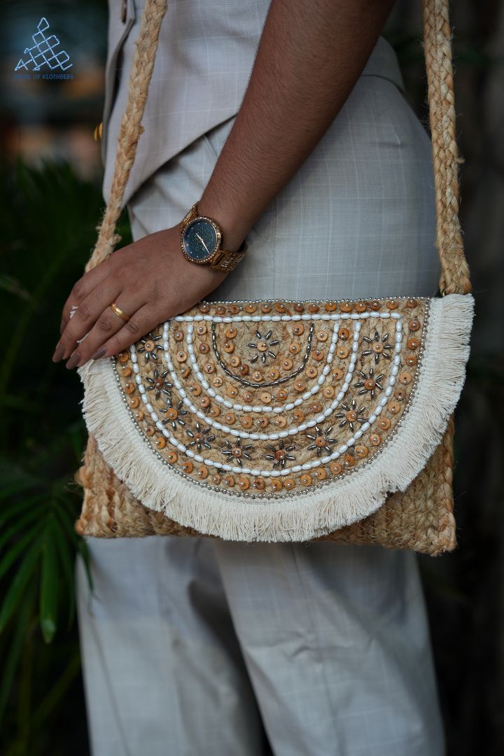 Coco Silver Jute Sling Bag
