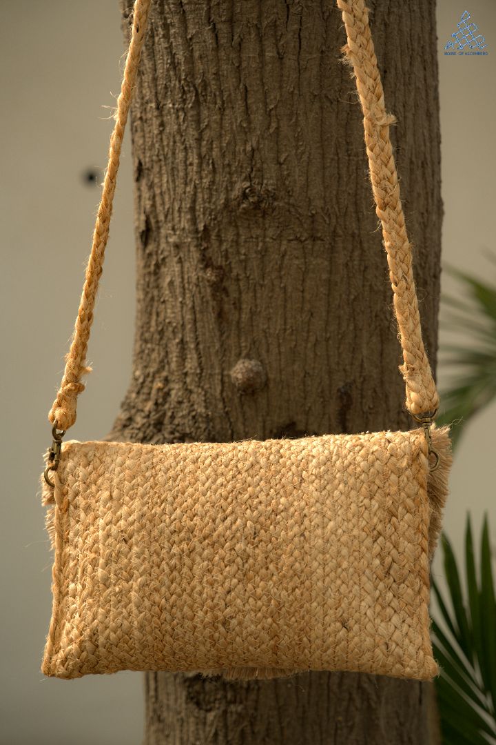 Golden Bling Jute Sling Bag