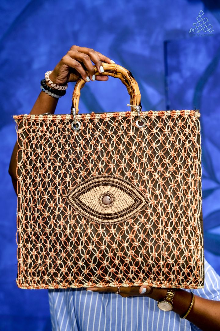 Evil Eye Jute Tote Bag